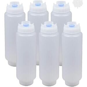 6 PK Condiment Squeeze Bottles 16 OZ Twist Top Leak Proof Sauces Oil